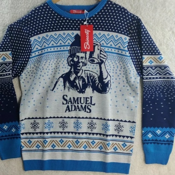 shinestry NWT Christmas Samuel Adams ugly sweater M snowflake fair isle - Picture 2 of 5
